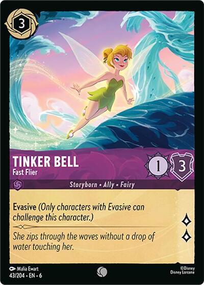 Tinker Bell Fast Flier (6) #43/204 Common (Cold Foil Near Mint) Azurite Sea Lorcana TCG: 2024