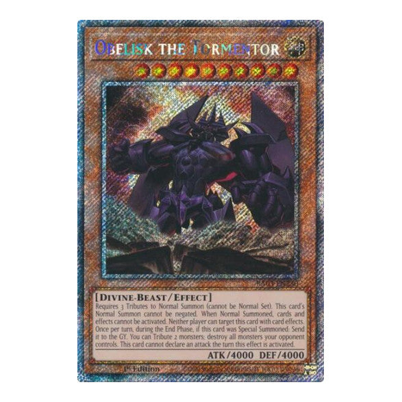 Obelisk the Tormentor (Platinum Secret Rare) (RA03) #RA03-EN230 Platinum Secret Rare (1st Edition Near Mint) Quarter Century Bonanza YuGiOh: 2024