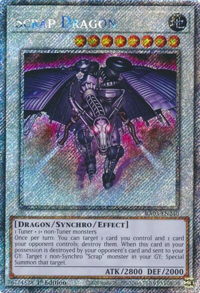 Scrap Dragon Platinum Secret Rare (RA03) #RA03-EN240 Platinum Secret Rare (1st Edition Near Mint) Quarter Century Bonanza YuGiOh: 2024