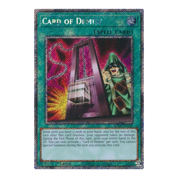 Card of Demise (Platinum Secret Rare) (RA03) #RA03-EN265 Platinum Secret Rare (1st Edition Near Mint) Quarter Century Bonanza YuGiOh: 2024