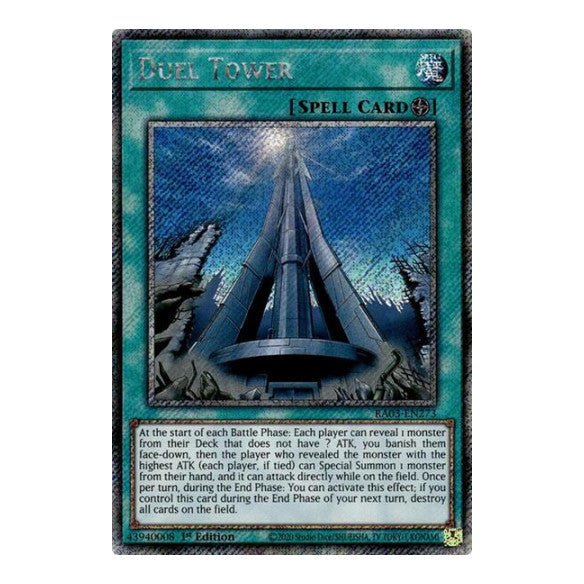 Duel Tower (Platinum Secret Rare) (RA03) #RA03-EN273 Platinum Secret Rare (1st Edition Lightly Played) Quarter Century Bonanza YuGiOh: 2024