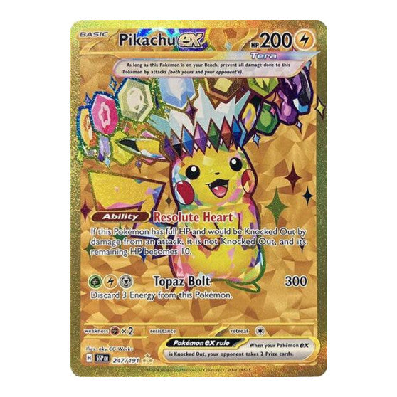 Pikachu ex - 247/191 (SSP) #247/191 Hyper Rare (Holofoil Near Mint) SV08: Surging Sparks Pokemon: 2024