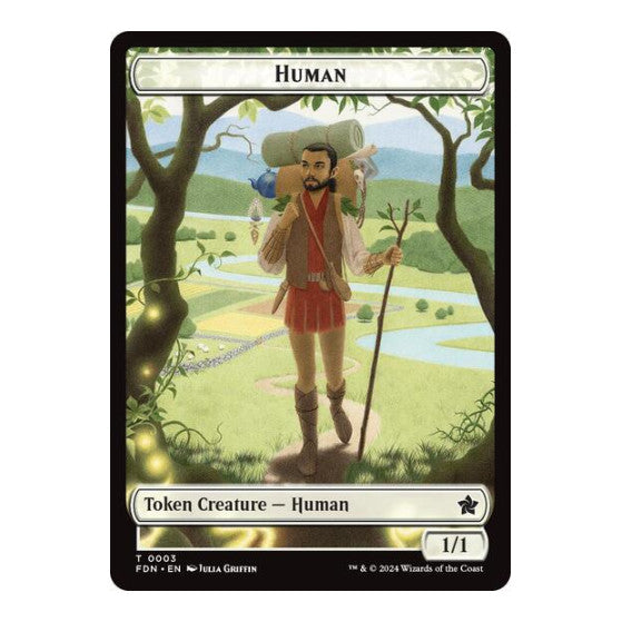 Human // Knight Double-Sided Token (FDN) #3 // 4 Token (Lightly Played) Foundations Magic: The Gathering: 2024
