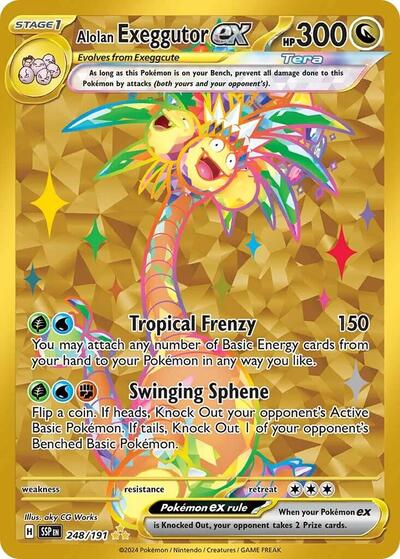 Alolan Exeggutor ex 248 191 (SSP) #248/191 Hyper Rare (Holofoil Near Mint) SV08: Surging Sparks Pokemon: 2024