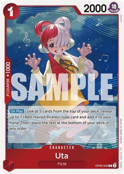 Uta (OP09) #OP09-002 Rare (Foil Lightly Played) Emperors in the New World One Piece Card Game: 2024
