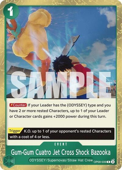 Gum-Gum Cuatro Jet Cross Shock Bazooka (OP09) #OP09-039 Rare (Foil Lightly Played) Emperors in the New World One Piece Card Game: 2024