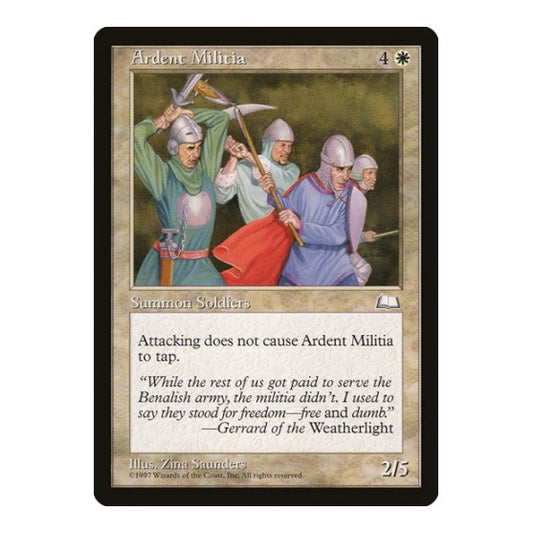 Ardent Militia (WTH) #5 Common (Lightly Played) Weatherlight Magic: The Gathering: 1997