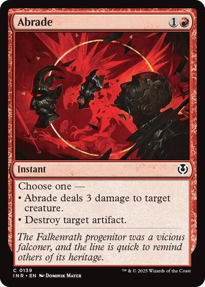 Abrade (INR) #139 Common (Lightly Played) Innistrad Remastered Magic: The Gathering: 2025
