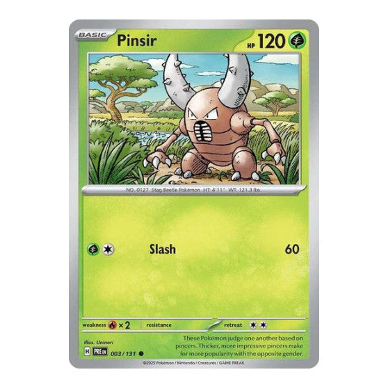 Pinsir (PRE) #003/131 Common (Reverse Holofoil Moderately Played) SV: Prismatic Evolutions Pokemon: 2025