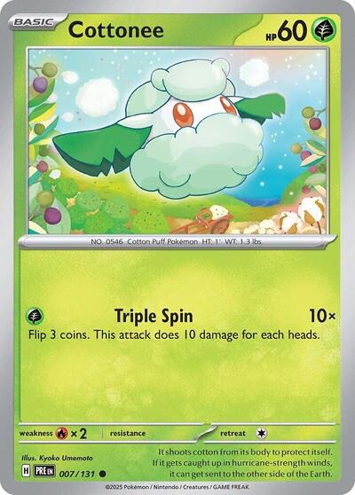 Cottonee (PRE) #007/131 Common (Near Mint) SV: Prismatic Evolutions Pokemon: 2025