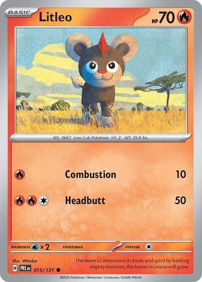 Litleo (PRE) #015/131 Common (Reverse Holofoil Near Mint) SV: Prismatic Evolutions Pokemon: 2025