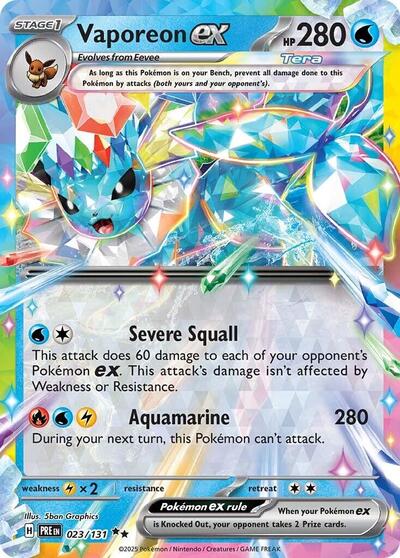 Vaporeon ex 023 131 (PRE) #023/131 Double Rare (Holofoil Near Mint) SV: Prismatic Evolutions Pokemon: 2025