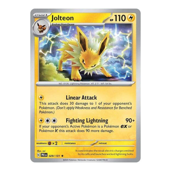 Jolteon (PRE) #029/131 Rare (Holofoil Near Mint) SV: Prismatic Evolutions Pokemon: 2025