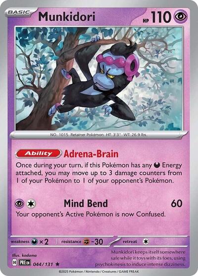 Munkidori (PRE) #044/131 Rare (Reverse Holofoil Near Mint) SV: Prismatic Evolutions Pokemon: 2025