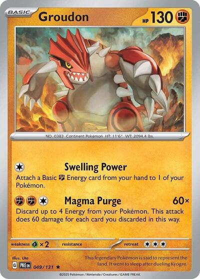 Groudon (PRE) #049/131 Rare (Holofoil Near Mint) SV: Prismatic Evolutions Pokemon: 2025