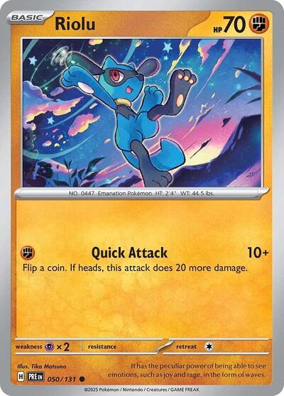 Riolu (PRE) #050/131 Common (Near Mint) SV: Prismatic Evolutions Pokemon: 2025