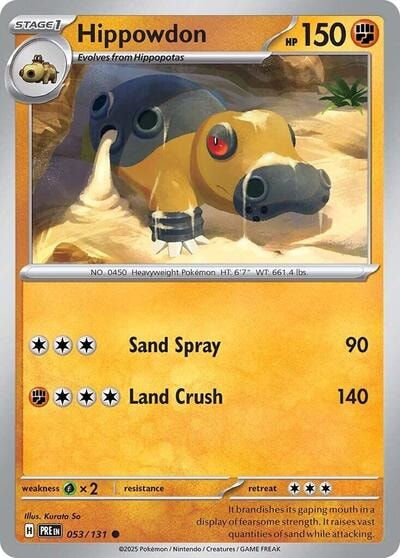 Hippowdon (PRE) #053/131 Common (Reverse Holofoil Moderately Played) SV: Prismatic Evolutions Pokemon: 2025