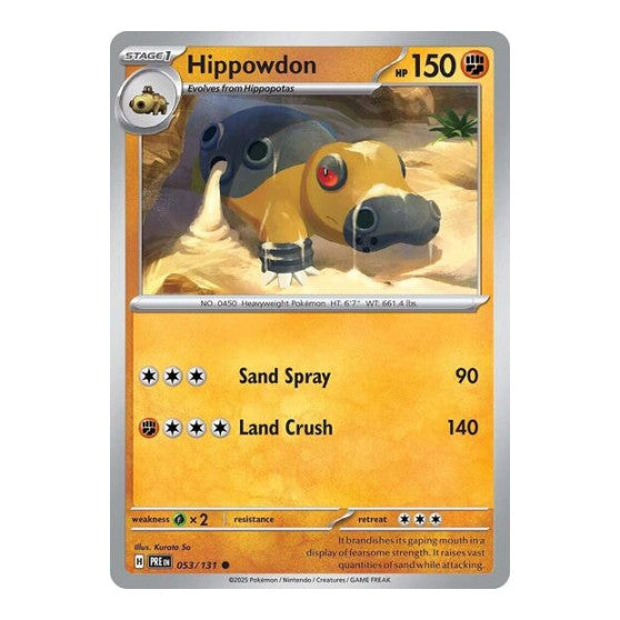 Hippowdon (PRE) #053/131 Common (Reverse Holofoil Moderately Played) SV: Prismatic Evolutions Pokemon: 2025