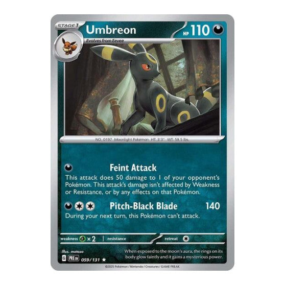 Umbreon (PRE) #059/131 Rare (Reverse Holofoil Near Mint) SV: Prismatic Evolutions Pokemon: 2025