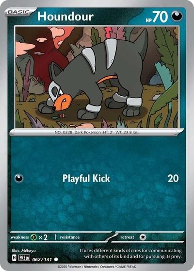 Houndour (PRE) #062/131 Common (Reverse Holofoil Moderately Played) SV: Prismatic Evolutions Pokemon: 2025