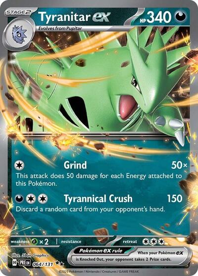 Tyranitar ex (PRE) #064/131 Double Rare (Holofoil Near Mint) SV: Prismatic Evolutions Pokemon: 2025