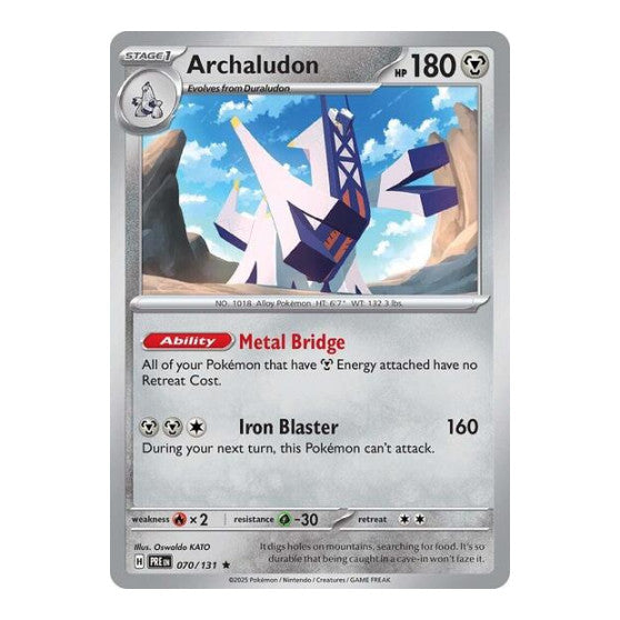 Archaludon (PRE) #070/131 Rare (Reverse Holofoil Moderately Played) SV: Prismatic Evolutions Pokemon: 2025