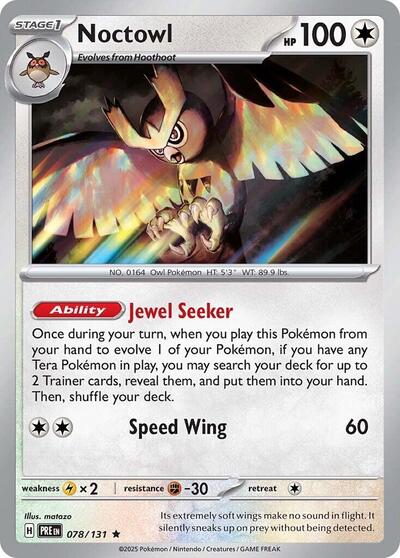 Noctowl (PRE) #078/131 Rare (Holofoil Near Mint) SV: Prismatic Evolutions Pokemon: 2025