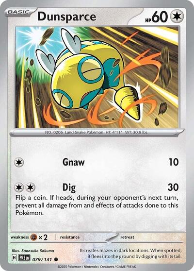 Dunsparce (PRE) #079/131 Common (Reverse Holofoil Near Mint) SV: Prismatic Evolutions Pokemon: 2025