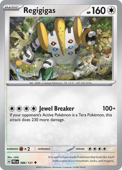 Regigigas (PRE) #086/131 Uncommon (Reverse Holofoil Moderately Played) SV: Prismatic Evolutions Pokemon: 2025