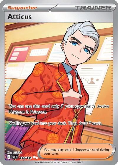 Atticus 134 131 (PRE) #134/131 Ultra Rare (Holofoil Near Mint) SV: Prismatic Evolutions Pokemon: 2025