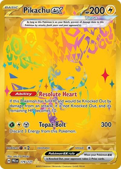 Pikachu ex 179 131 (PRE) #179/131 Hyper Rare (Holofoil Near Mint) SV: Prismatic Evolutions Pokemon: 2025