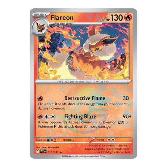 Flareon (Poke Ball Pattern) (PRE) #013/131 Rare (Holofoil Near Mint) SV: Prismatic Evolutions Pokemon: 2025