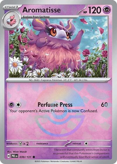 Aromatisse Poke Ball Pattern (PRE) #039/131 Common (Holofoil Near Mint) SV: Prismatic Evolutions Pokemon: 2025