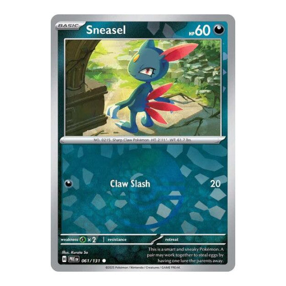 Sneasel (Poke Ball Pattern) (PRE) #061/131 Common (Holofoil Near Mint) SV: Prismatic Evolutions Pokemon: 2025