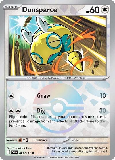 Dunsparce Poke Ball Pattern (PRE) #079/131 Common (Holofoil Near Mint) SV: Prismatic Evolutions Pokemon: 2025