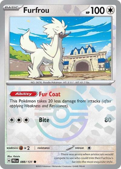 Furfrou Poke Ball Pattern (PRE) #088/131 Common (Holofoil Near Mint) SV: Prismatic Evolutions Pokemon: 2025