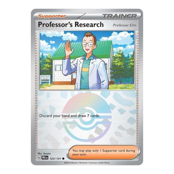 Professor's Research [Professor Elm] (Poke Ball Pattern) (PRE) #123/131 Common (Holofoil Near Mint) SV: Prismatic Evolutions Pokemon: 2025
