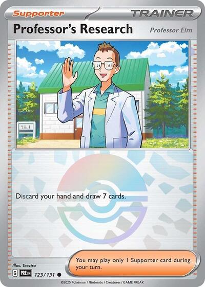 Professors Research Professor Elm Poke Ball Pattern (PRE) #123/131 Common (Holofoil Near Mint) SV: Prismatic Evolutions Pokemon: 2025
