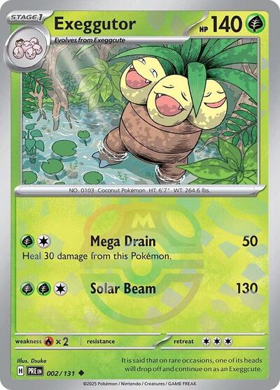Exeggutor Master Ball Pattern (PRE) #002/131 Uncommon (Holofoil Near Mint) SV: Prismatic Evolutions Pokemon: 2025