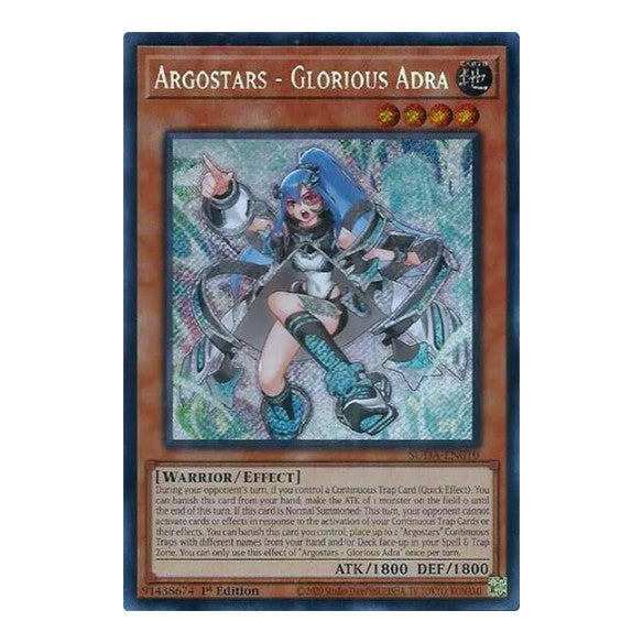 Argostars - Glorious Adra (SUDA) #SUDA-EN010 Secret Rare (1st Edition Near Mint) Supreme Darkness YuGiOh: 2025