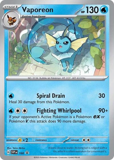 Vaporeon - 168 (Cosmos Holo) (SVP) #168 Promo (Holofoil Damaged) SV: Scarlet & Violet Promo Cards Pokemon: 2023