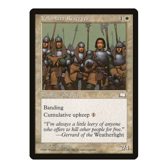 Volunteer Reserves (WTH) #29 Uncommon (Lightly Played) Weatherlight Magic: The Gathering: 1997