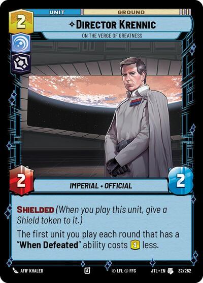 Director Krennic On the Verge of Greatness (JTL) #032/262 Uncommon (Near Mint) Jump to Lightspeed Star Wars: Unlimited: 2025