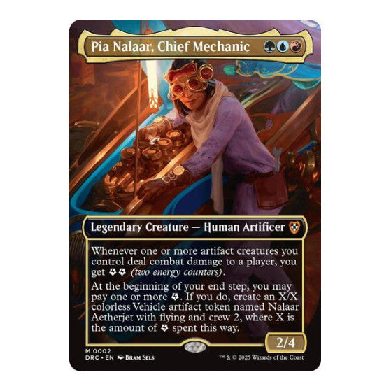 Pia Nalaar, Chief Mechanic (Borderless) (DRC) #2 Mythic Rare (Foil Lightly Played) Commander: Aetherdrift Magic: The Gathering: 2025