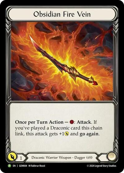 Obsidian Fire Vein - GEM004 (GEM) #GEM004 Promo (Cold Foil Near Mint) GEM Pack 1 Flesh and Blood TCG: 2025