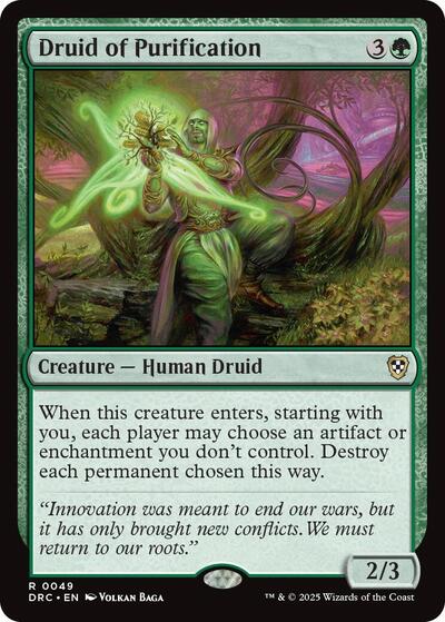 Druid of Purification (DRC) #49 Rare (Lightly Played) Commander: Aetherdrift Magic: 2025