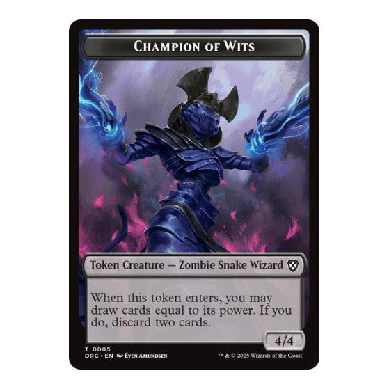 Champion of Wits // Zombie (0003) Double-Sided Token (DRC) #5 // 3 Token (Foil Lightly Played) Commander: Aetherdrift Magic: The Gathering: 2025
