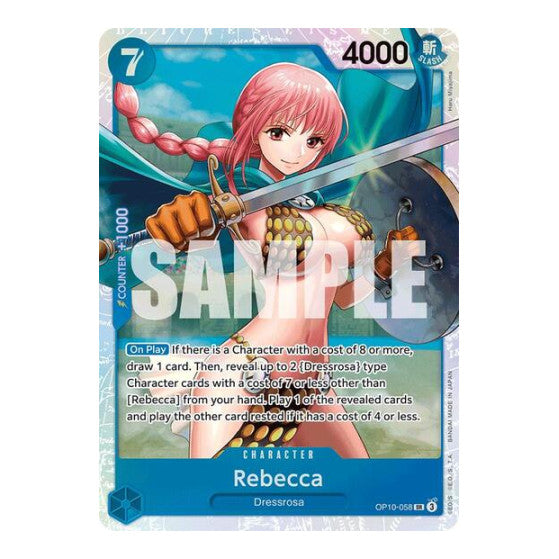 Rebecca (OP10) #OP10-058 Super Rare (Foil Near Mint) Royal Blood One Piece Card Game: 2025