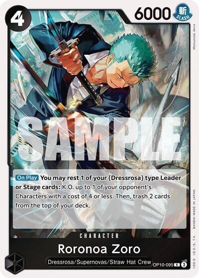 Roronoa Zoro (095) (OP10) #OP10-095 Rare (Foil Lightly Played) Royal Blood One Piece Card Game: 2025