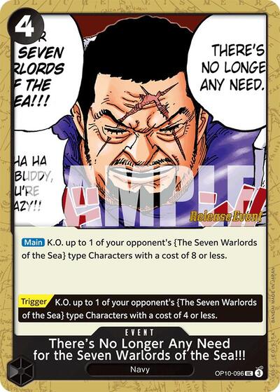 Theres No Longer Any Need for the Seven Warlords of the Sea (OP10 RE) #OP10-096 Uncommon (Near Mint) Royal Blood Release Event Cards One Piece Card Game: 2025